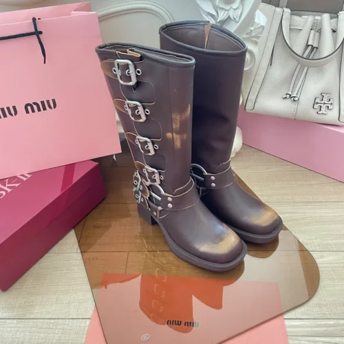 Miu Miu Leather Biker Boots