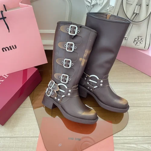 Miu Miu Leather Biker Boots