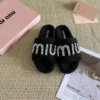 Miu Miu Shearling Crystal-Embellished Shoes