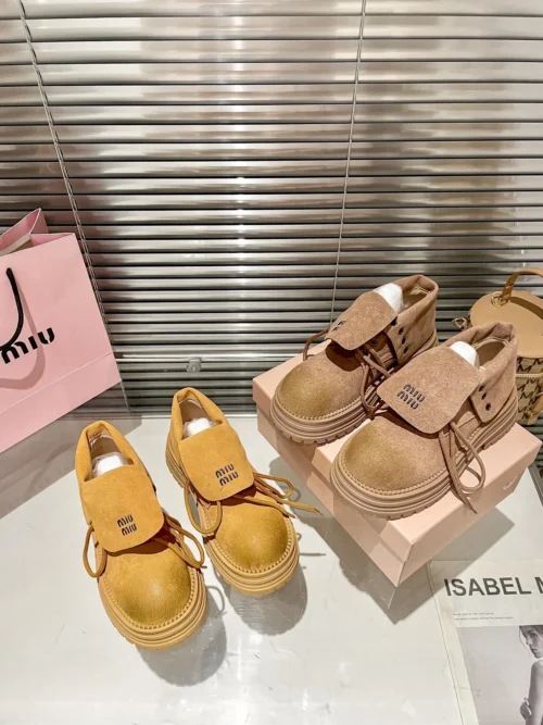 Miu Miu Leather Platform Combat Boots