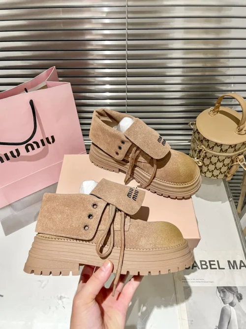 Miu Miu Leather Platform Combat Boots