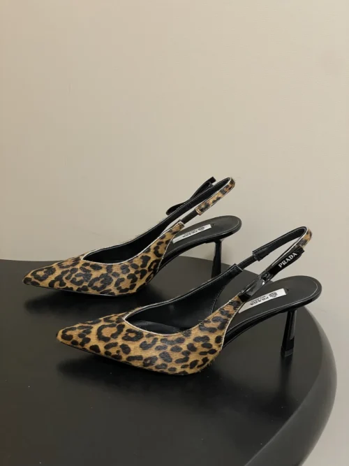 Prada Pointed-Toe Slingback Heeled Sandals