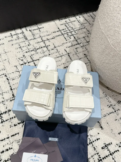 Prada Leather Platform Slides