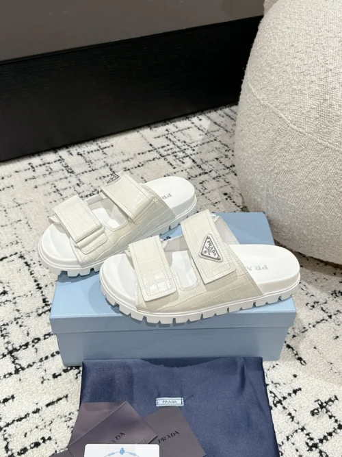 Prada Leather Platform Slides
