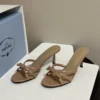 Prada Peep-Toe Bow-Detail Slides