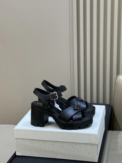 Prada Denim Platform Heeled Sandals