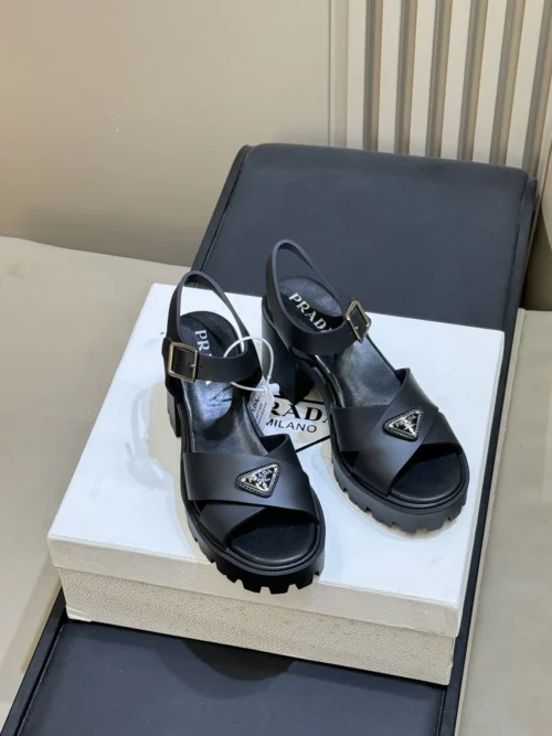 Prada Denim Platform Heeled Sandals