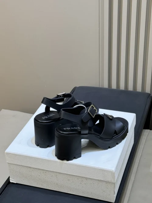 Prada Denim Platform Heeled Sandals