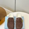 Prada Suede Platform Buckle Mules