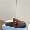 Prada Suede Platform Buckle Mules