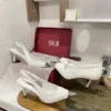Prada Patent Leather Pointed-Toe Heeled Sandals