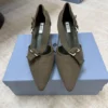 Prada Canvas Pointed-Toe Buckle Pumps