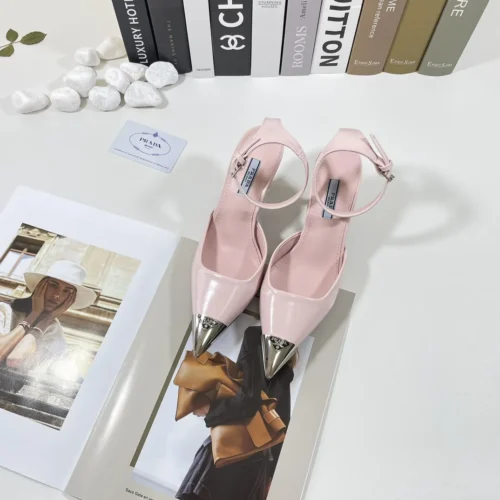Prada Patent Leather Pointed-Toe Heeled Sandals