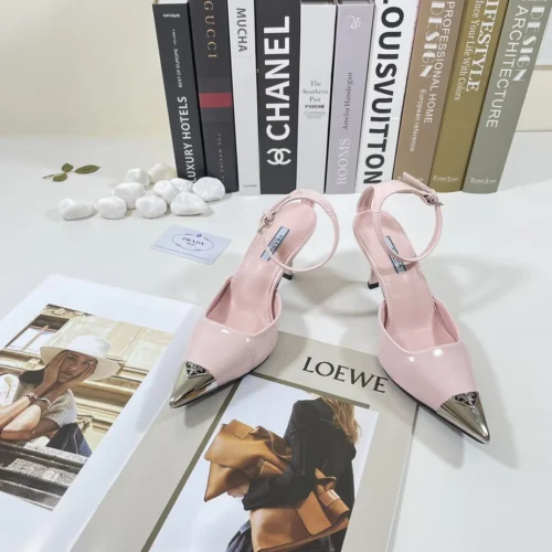 Prada Patent Leather Pointed-Toe Heeled Sandals