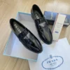 Prada Patent Leather Pointed-Toe Loafers