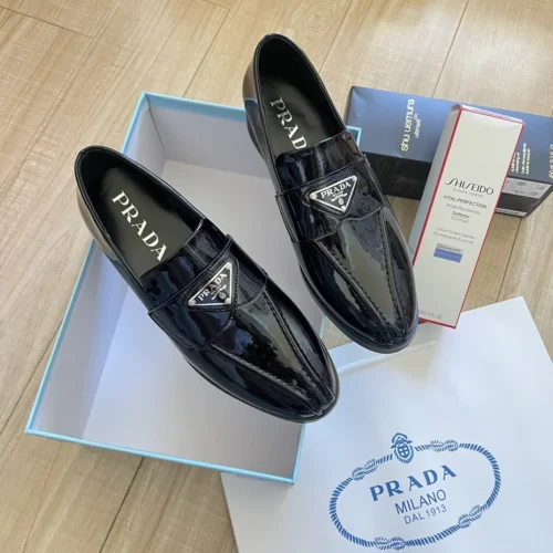 Prada Patent Leather Pointed-Toe Loafers