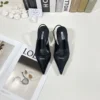 Prada Patent Leather Pointed-Toe Heeled Sandals