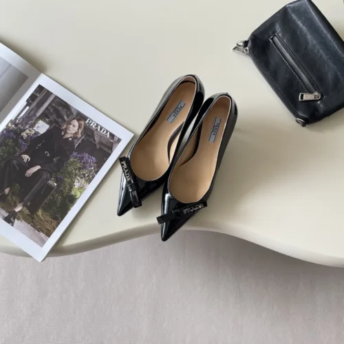 Prada Pointed-Toe Bow-Detail Flats