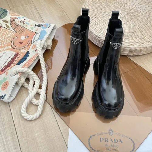 Prada Patent Leather Chelsea Boots