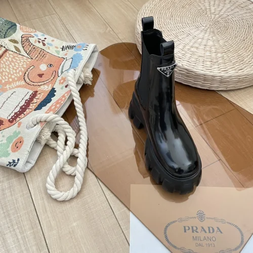 Prada Patent Leather Chelsea Boots
