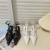 Prada Leather Pointed-Toe Sandals