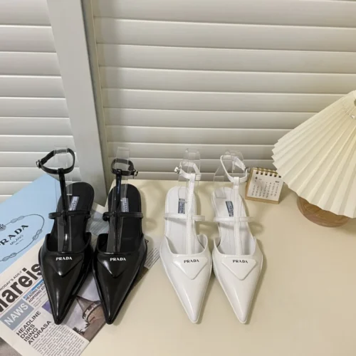 Prada Leather Pointed-Toe Sandals