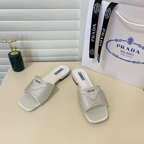 Prada Crystal-Embellished Slides