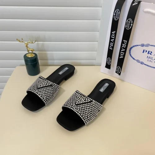 Prada Crystal-Embellished Slides