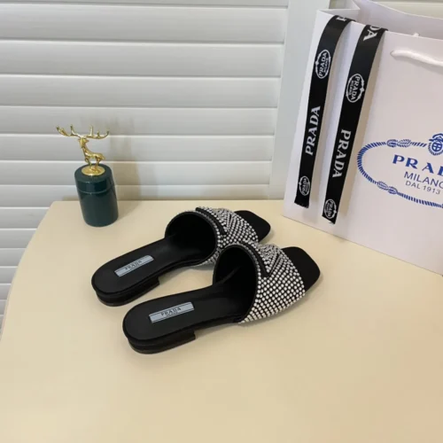Prada Crystal-Embellished Slides