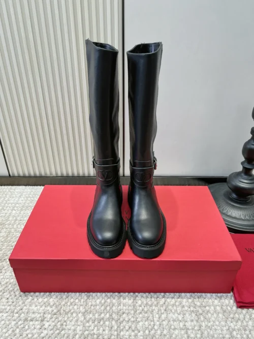 Valentino Leather Platform Riding Boots