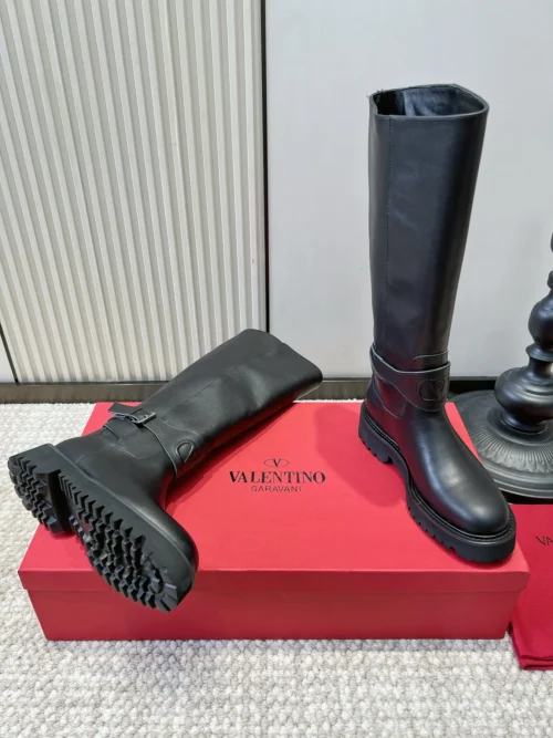 Valentino Leather Platform Riding Boots