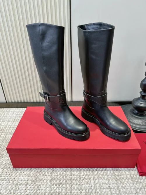 Valentino Leather Platform Riding Boots