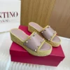 Valentino Leather Wedge Studded Sandals
