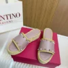 Valentino Leather Wedge Studded Sandals
