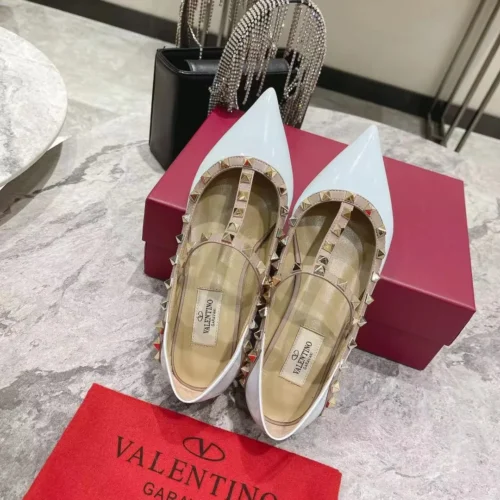 Valentino Patent Leather Pointed-Toe Strappy Flats