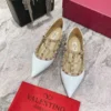 Valentino Patent Leather Pointed-Toe Strappy Flats