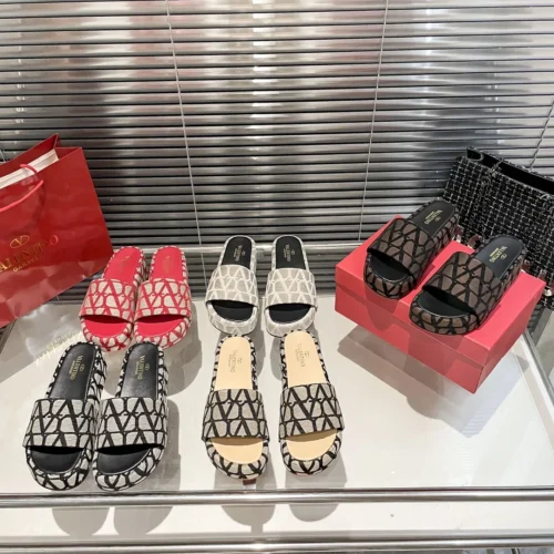 Valentino Denim Platform Slides