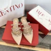 Valentino Patent Leather Pointed-Toe Studded Ballet Flats