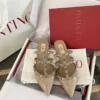 Valentino Patent Leather Pointed-Toe Studded Ballet Flats