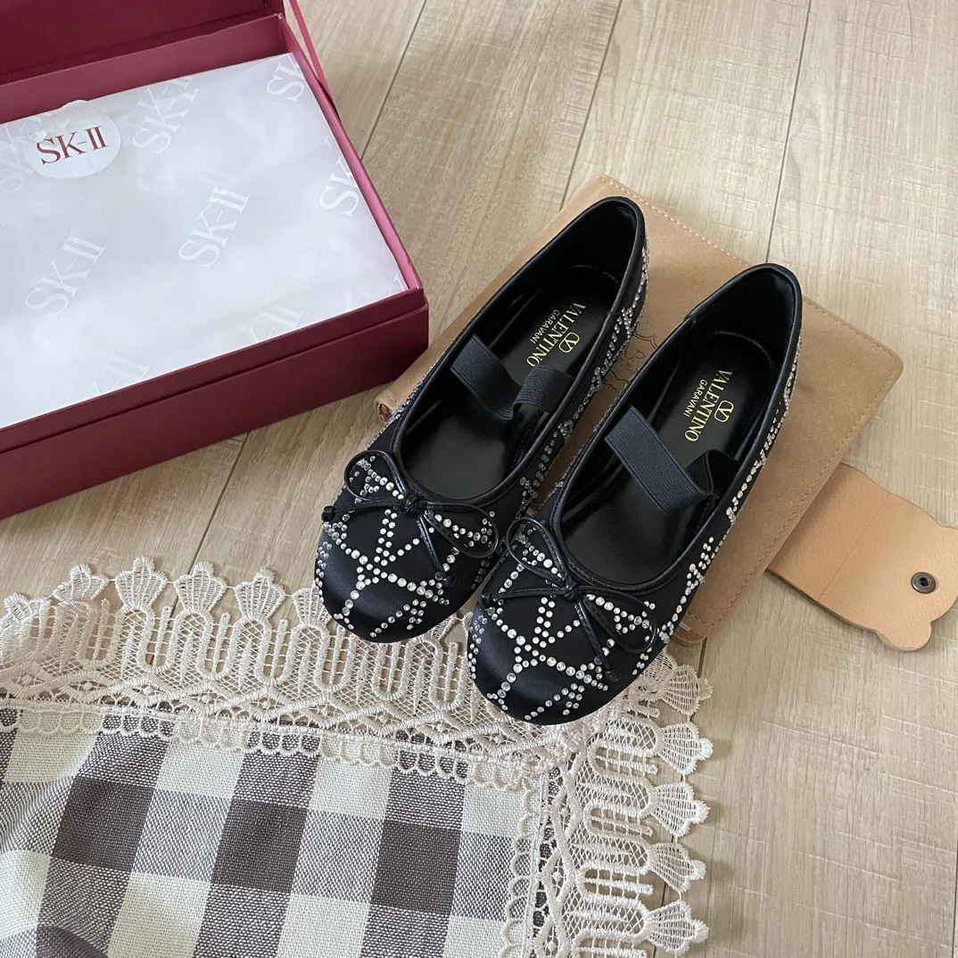 Valentino Crystal-Embellished Ballet Flats