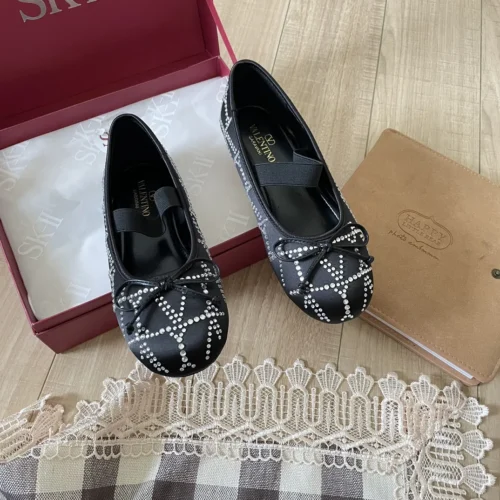Valentino Crystal-Embellished Ballet Flats