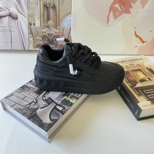Valentino One Stud Leather Studded Sneakers