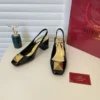 Valentino Lambskin Square-Toe Heeled Sandals
