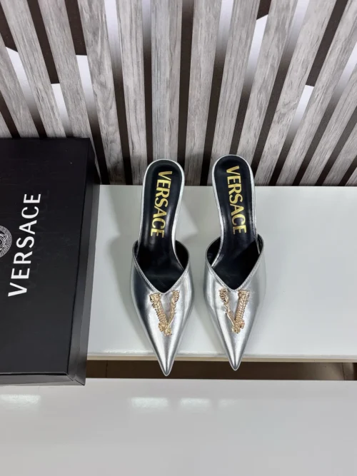 Versace Pointed-Toe Buckle Slides