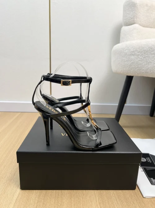 Versace Patent Leather Heeled Sandals