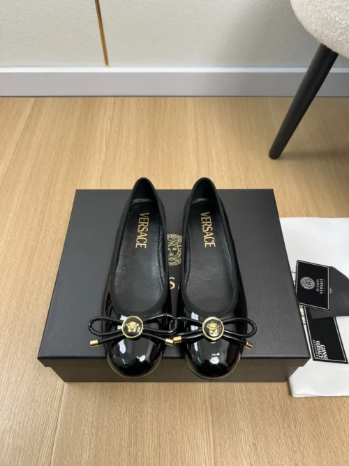 Versace Patent Leather Bow-Detail Flats