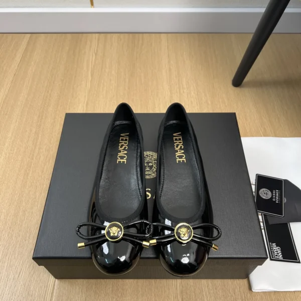 Versace Patent Leather Bow-Detail Flats