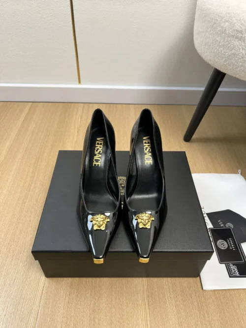 Versace Patent Leather Square-Toe Pumps