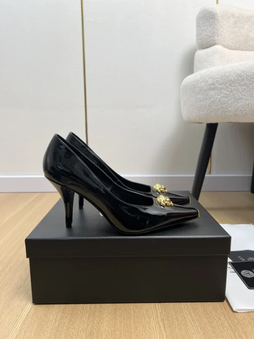 Versace Patent Leather Square-Toe Pumps