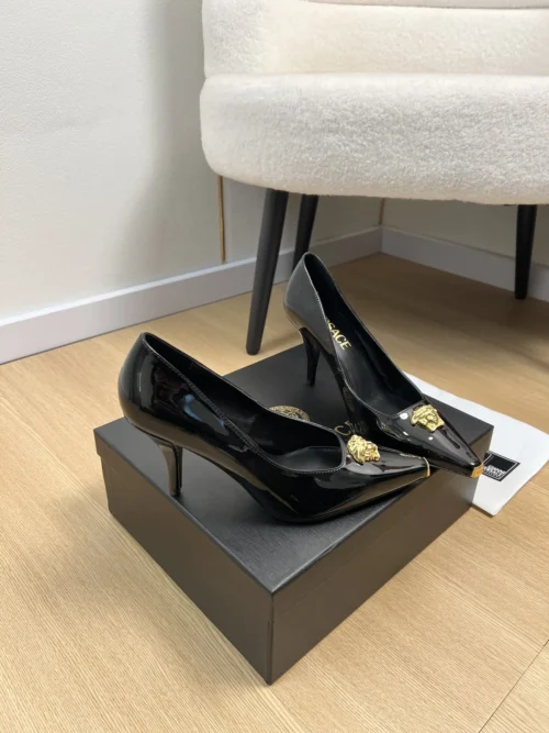 Versace Patent Leather Square-Toe Pumps
